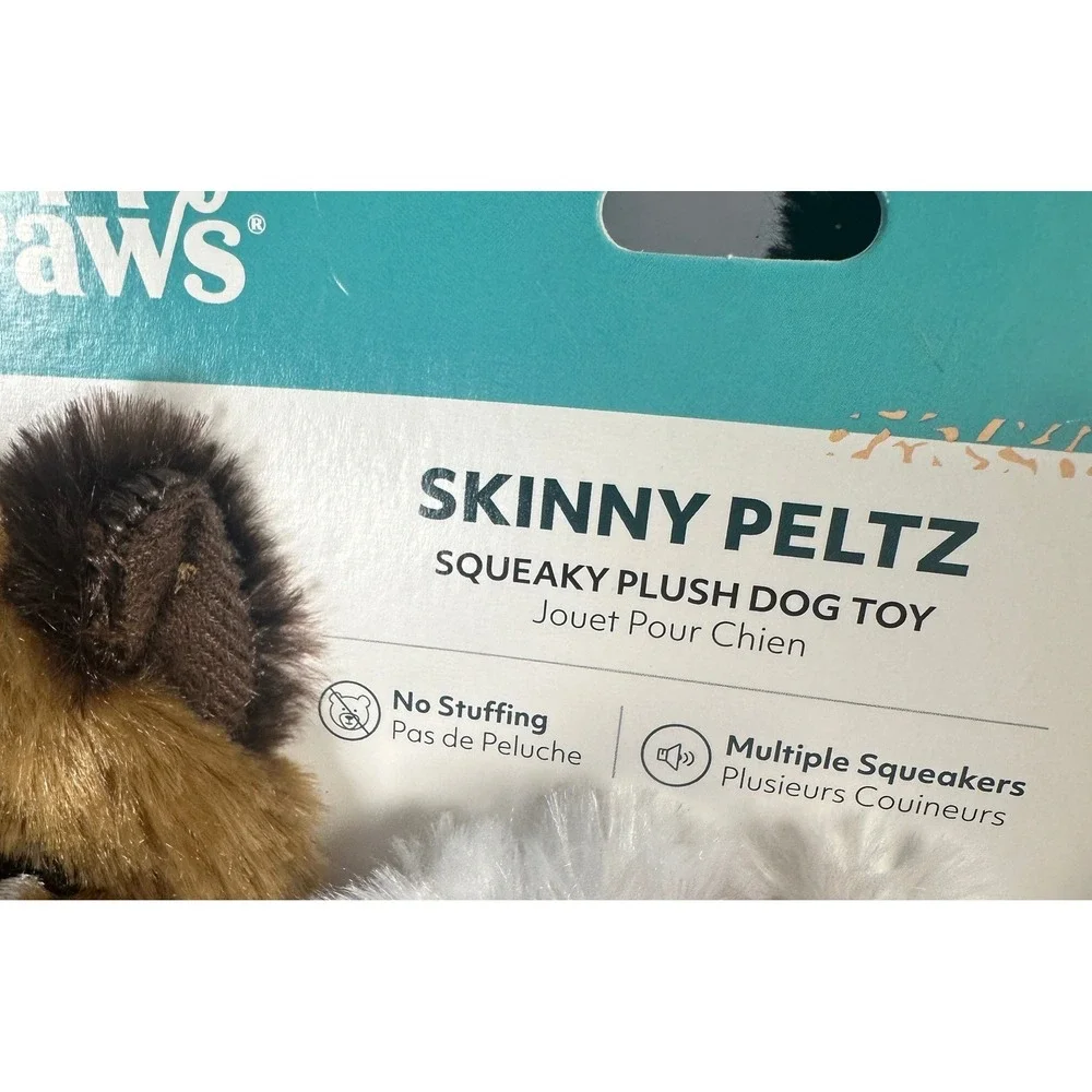 ZippyPaws Skinny Peltz Dog Toy 3-Pack‎ Large Brown Grey New No Stuffing Squeaky